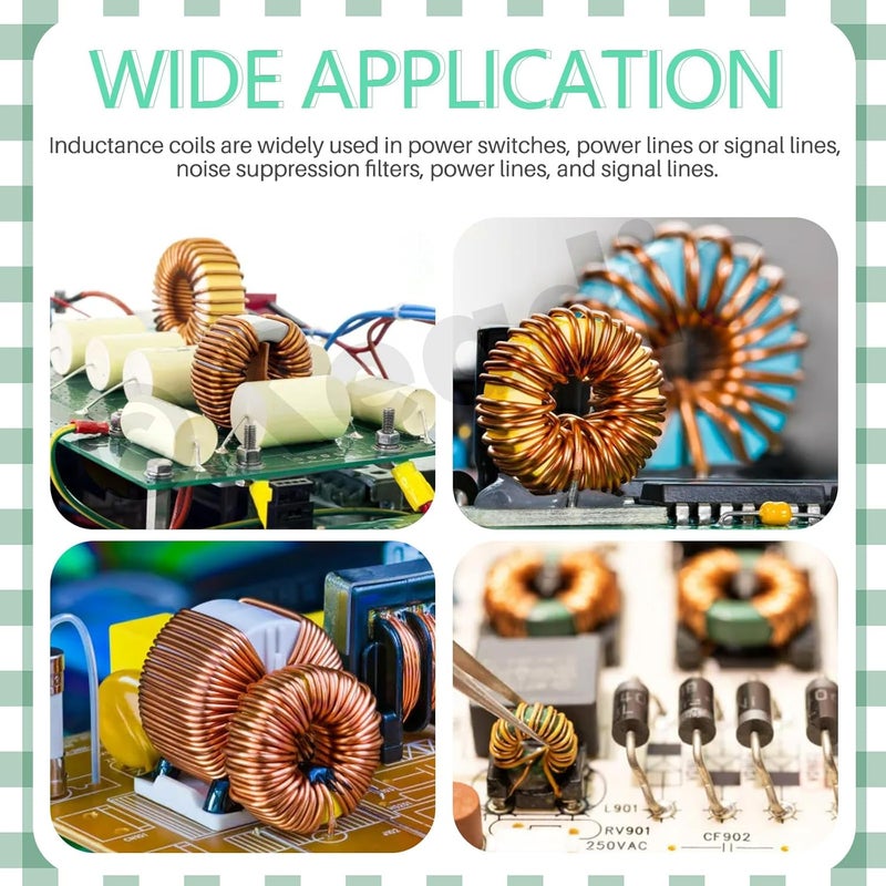 Keadic 20Pcs Vertical Toroid Magnetic Inductor Assortment Set 22uH 50uH 100uH 220uH 330uH Copper Wire Wind Wound Inductance Copper Coil Toroid Inductor for Transformers DIY Circuit Board - Image 5